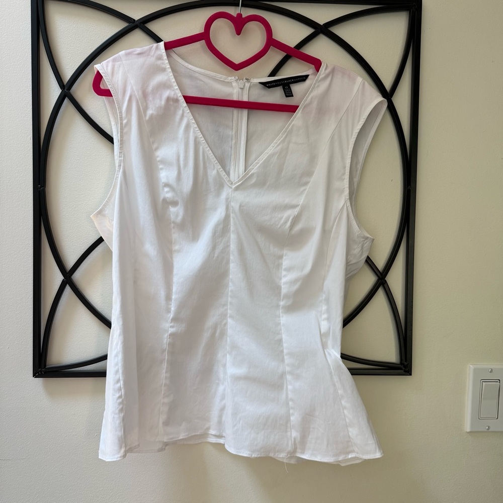 White House Black Market White Sleeveless Blouse